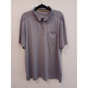 Tailorbyrd Polo Shirt Mens Sz XL Gray Striped 1/4 Zip Short Sleeve Performance